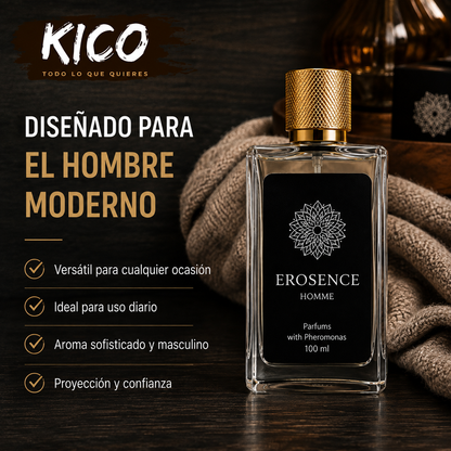 No es suerte. Es química. Erosence Homme · Perfume con feromonas activas
