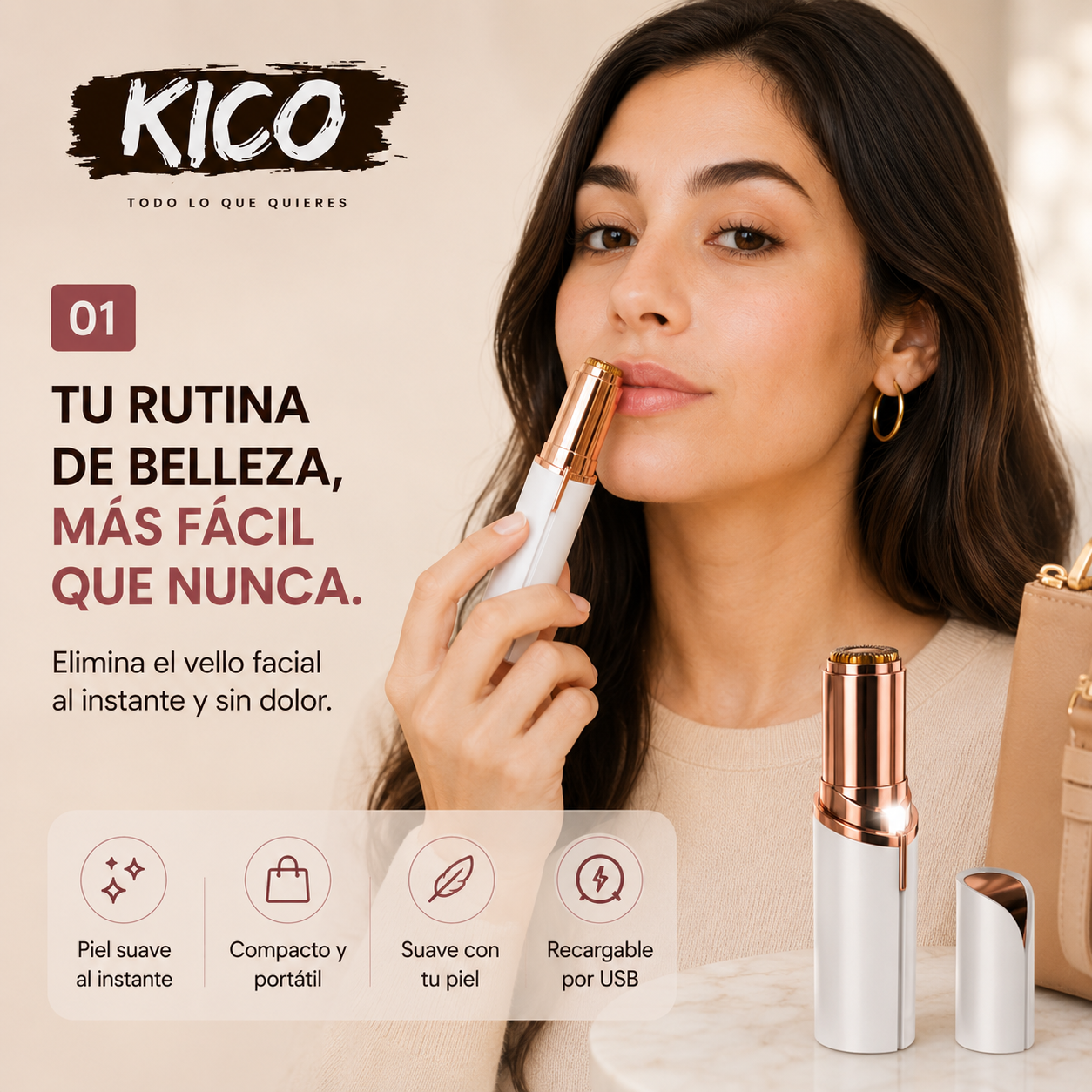 FaceGlow™ | Despídete del vello facial sin dolor.