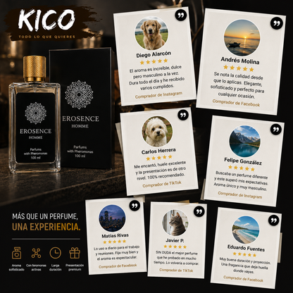 No es suerte. Es química. Erosence Homme · Perfume con feromonas activas