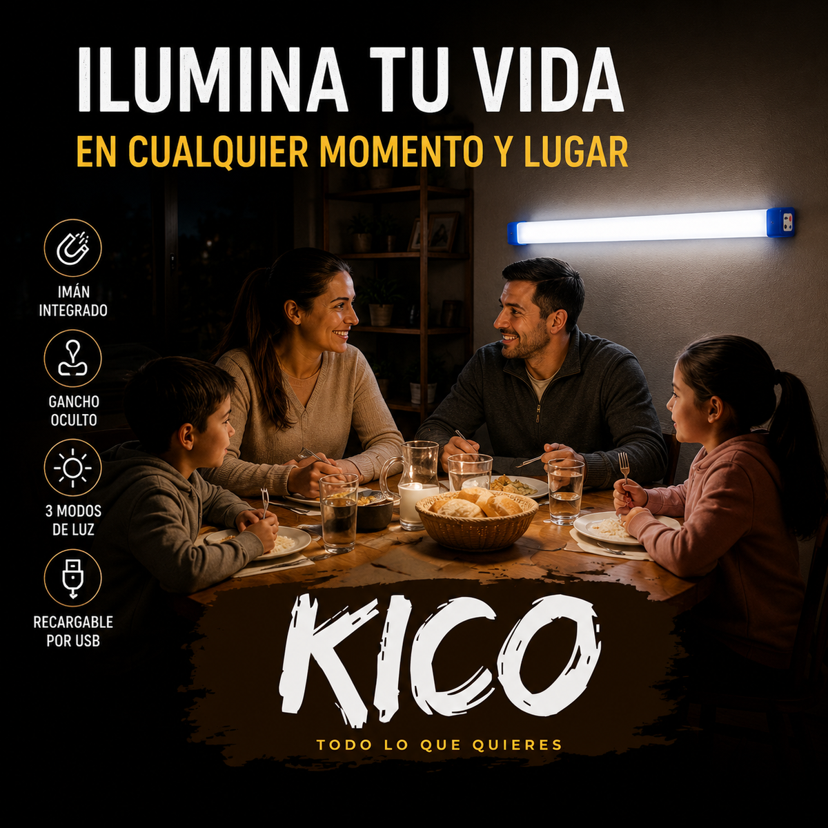LumiBar Pro™| Lámpara Emergencia Barra Led 52CM "Nunca vuelvas a quedarte sin luz donde más la necesitas."