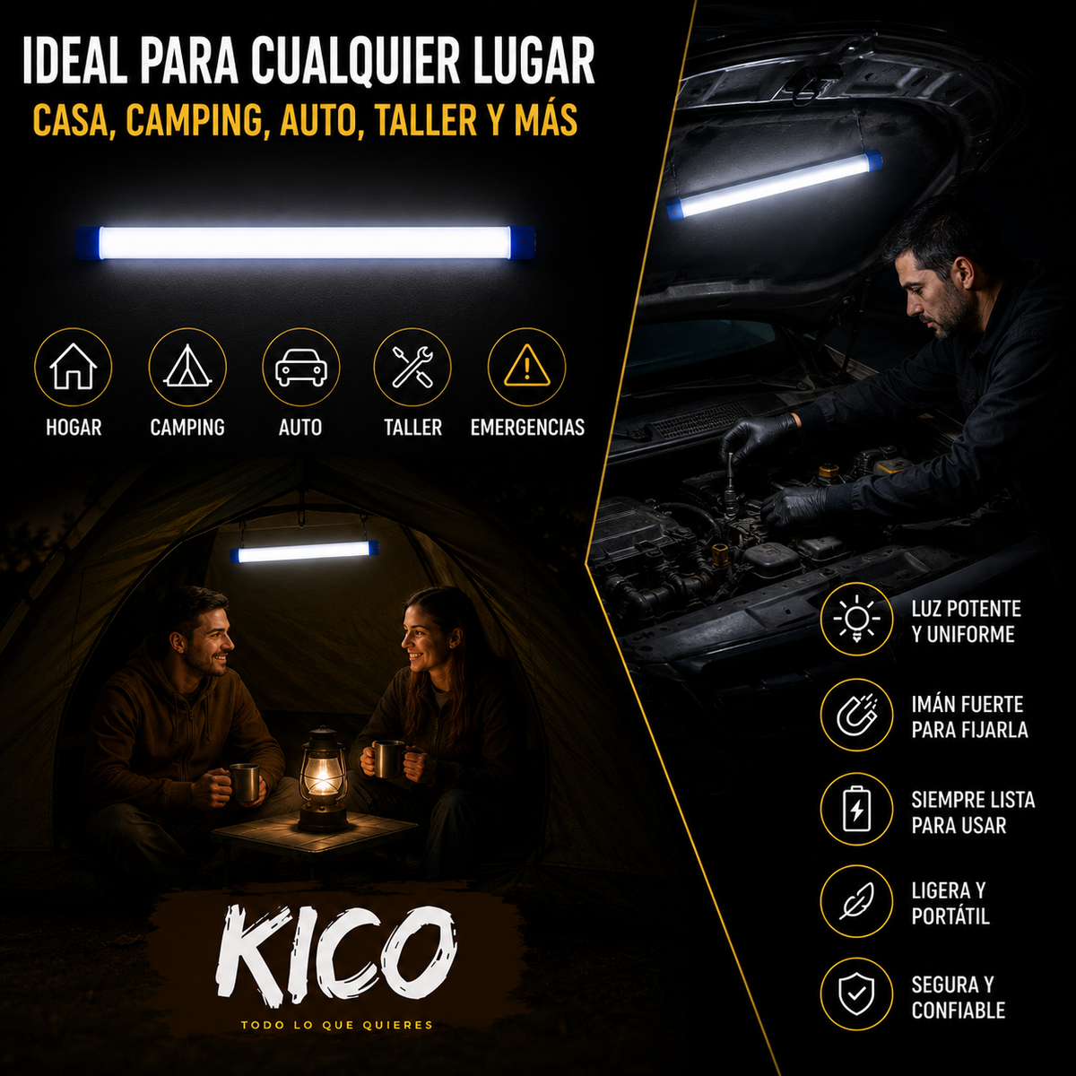 LumiBar Pro™| Lámpara Emergencia Barra Led 52CM "Nunca vuelvas a quedarte sin luz donde más la necesitas."