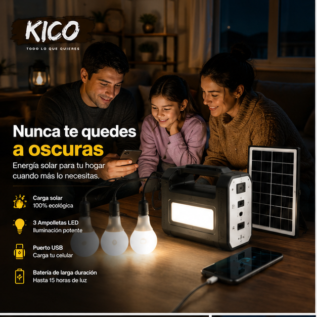 SolarSafe Home™ Kit Solar Portátil para Emergencias