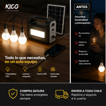 SolarSafe Home™ Kit Solar Portátil para Emergencias